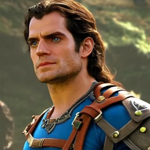 Image similar to Henry Cavill as Link in The Legend of Zelda Breath of the Wild