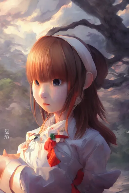 Image similar to 3d dark infrared octane render concept art by D. Jun, by Mo Xiang Tong Xiu, by Igarashi Daisuke, beauty anime schoolgirl stand among japan cottages. with cute detailed face in Japanese school clothes. cute face. wide angle. dramatic light, trending on artstation, oil painting.