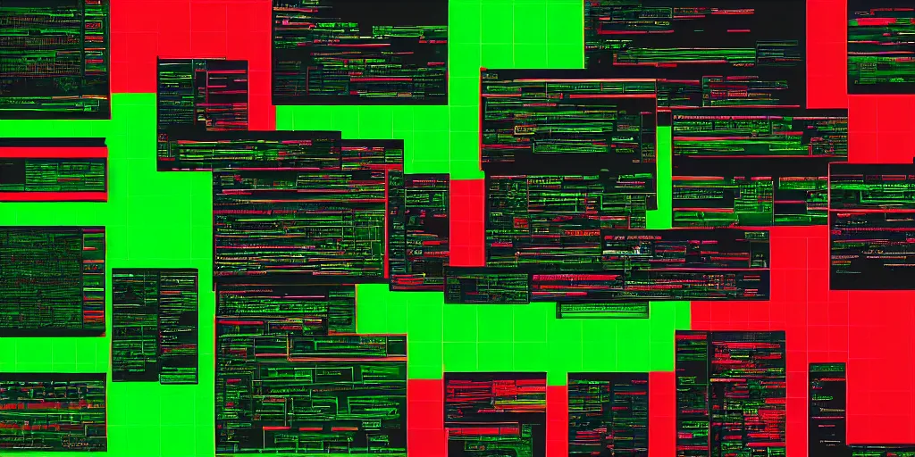 Prompt: Terminal, code lines, intricate language. Parallax. Black, green and red palette. Vivid, 8K, Epic, Masterpiece