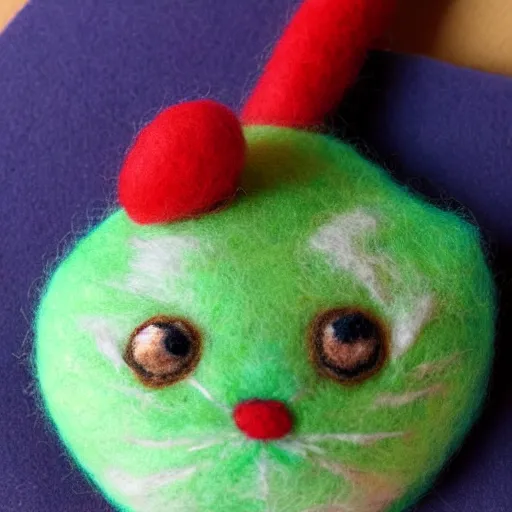 Prompt: a needle felted pyra, needle felting art.