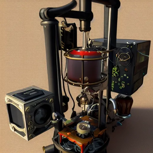 Prompt: a steampunk 3d printer, raytracing, octane render, 4k, trending on artstation