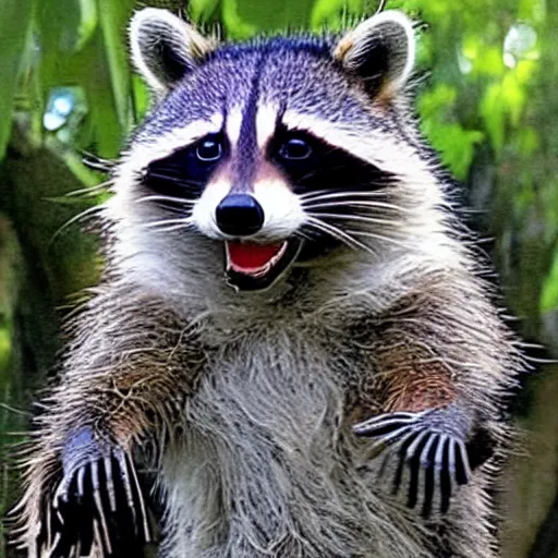 Image similar to A raccoon in jack sparrow style,