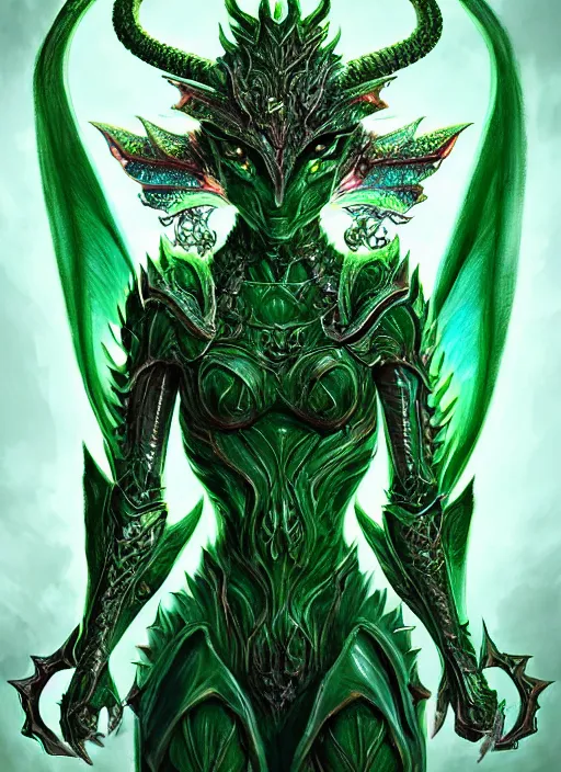 Image similar to muscular and tall green ghostly fire humanoid dragon!!!! draconian!! intricate ornate iridescent heavy armor!! character concept art, sharp focus, octane render! unreal engine 5! highly rendered!! trending on artstation!! detailed linework!! illustration by artgerm, wlop, and chie yoshii