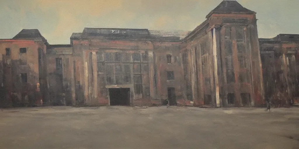 Image similar to berghain, oil on canvas, old style