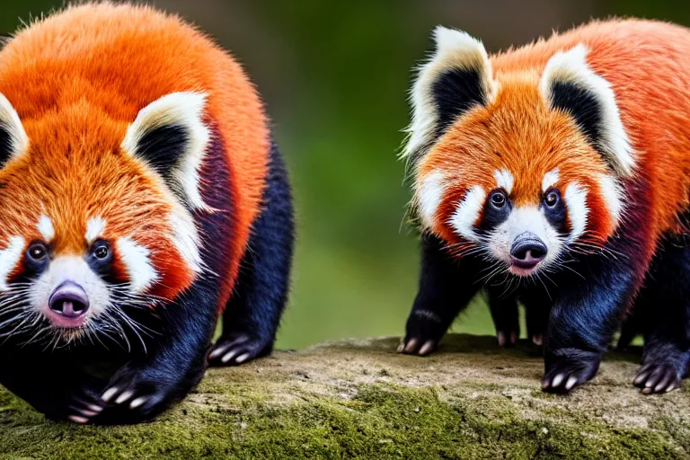 Image similar to a pig red panda!!! hybrid! hyper realistic!! realistic lighting!! wildlife photographer of the year!!! bold natural colors, national geographic, hd, wide angle, 8 k