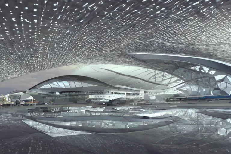 Prompt: Futuristic Manila airport designed by Leandro Locsin