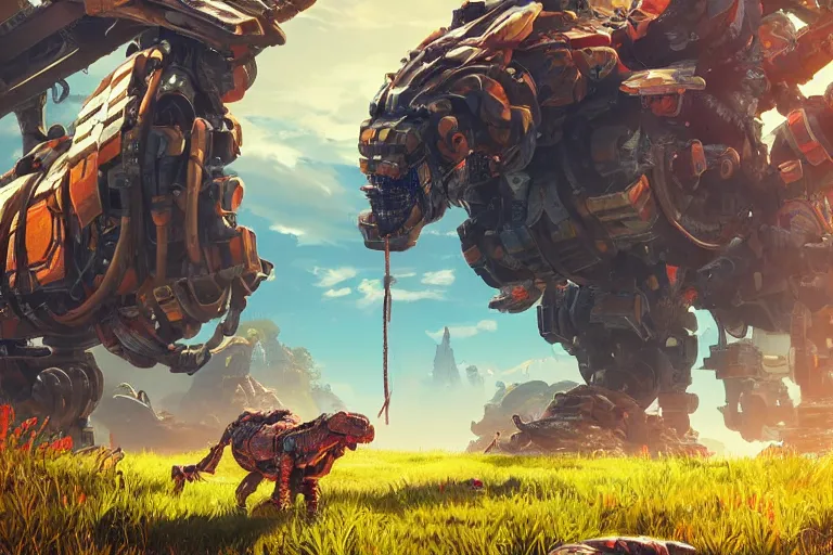 Image similar to shellsnapper machine mecanical creature robot of horizon forbidden west horizon zero dawn radiating a glowing aura global illumination ray tracing hdr fanart arstation by ian pesty and alena aenami artworks in 4 k