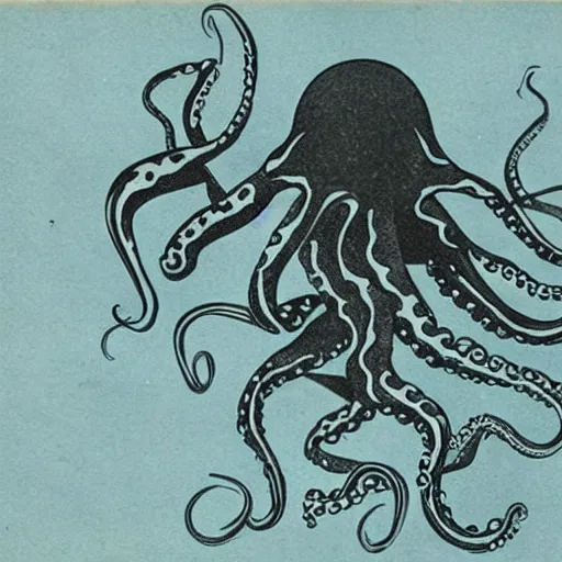 Image similar to vintage photograph of an octopus playing blues guitar with its tentacles