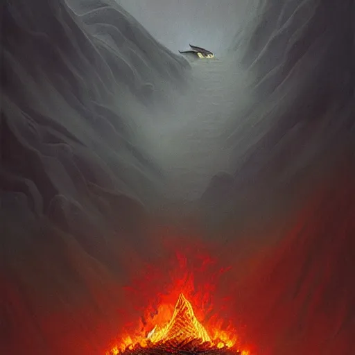 Prompt: a gorgeous Dragon roaring fire, standing in the rain on top of a mountain, highly detailed, digital painting, artstation, concept art, sharp focus, illustration, art by Gerald Brom and Zdzisław Beksinski