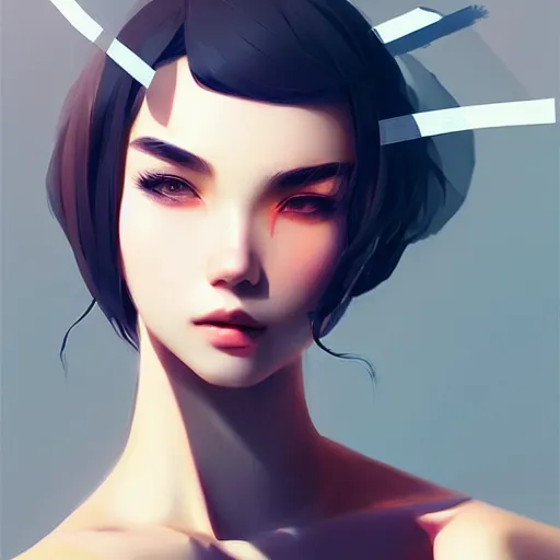 Image similar to a beautiful model in crop top, by guweiz and wlop and ilya kuvshinov and artgerm, symmetrical eyes, aesthetic, gorgeous, stunning, alluring, attractive, artstation, deviantart, pinterest, digital art