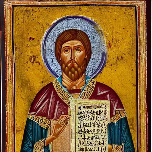 Prompt: A detailed portrait of a byzantine Basileus, 7th century byzantine iconography, historical