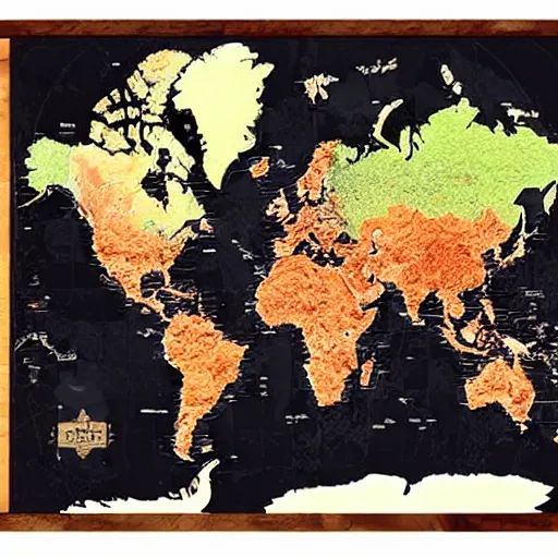 Image similar to a map of the world made out of meat