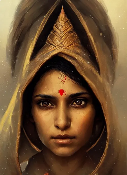 Image similar to Portrait of Indian girl with elven ears, realistic, detailed, 4k by Greg Rutkowski Mark Arian trending on artstation