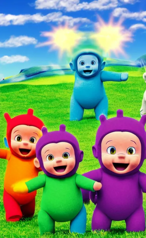 Prompt: teletubbies hd render, highly detailed