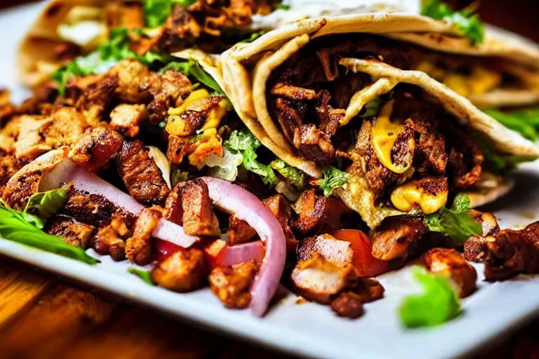 Image similar to very tasty shawarma. close up. food photo award winner. trending on instagram