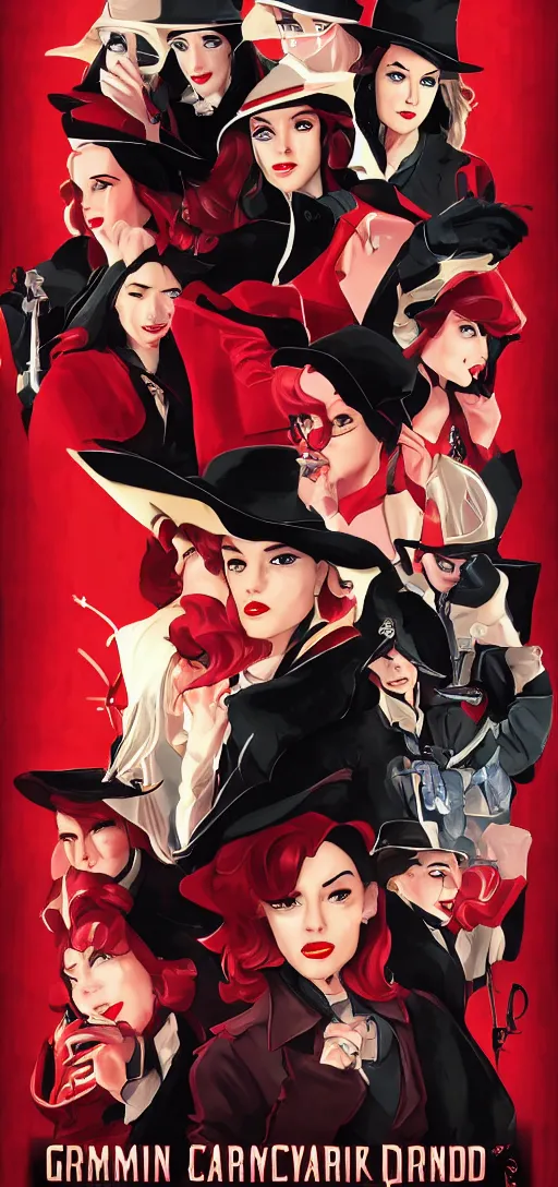 Image similar to grimdark reboot of carmen sandiego, movie poster