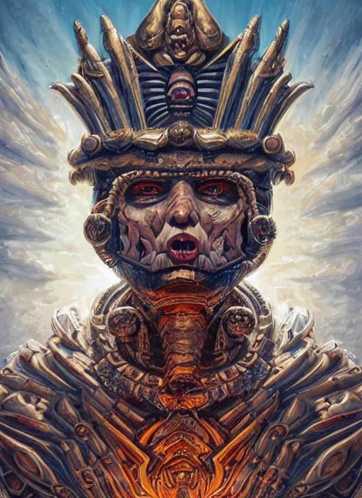 Image similar to digital _ painting _ of _ donald trump, mayan god of death _ by _ filipe _ pagliuso _ and _ justin _ gerard _ symmetric _ fantasy _ highly _ detailed _ realistic _ intricate _ port