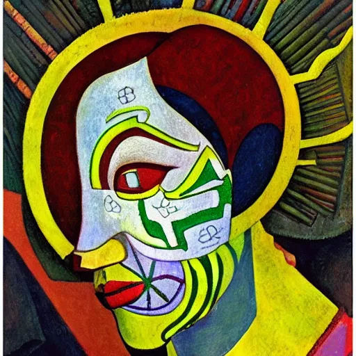 Image similar to head of a beautiful boy wearing a mask made of metal flowers, by diego rivera and john watkiss, art deco shaman, stylized flowers, art brut, symbolist, dramatic lighting, god rays, iridescent beetles, clean crisp graphics, smooth sharp focus, extremely detailed