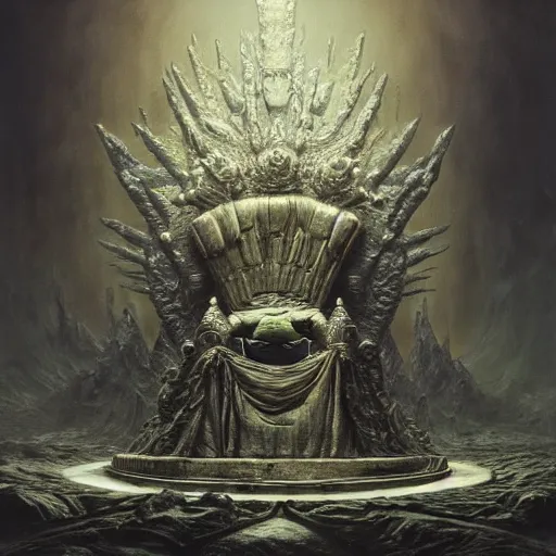 Prompt: the throne of understanding, cold | highly detailed matte painting, hyperrealistic, very intrincate | cinematic lighting, award - winning | by rachel ruysch, giger, beksinski and bocklin | by austin osman spare and william blake, trending on artstation, cgsociety, official art, octane.