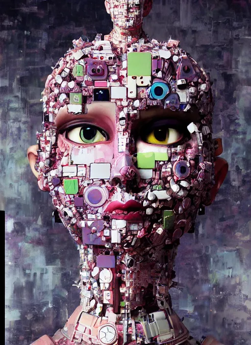 Image similar to professional art magazine photograph of a surreal contemporary art sculpture of a very attractive modular yorha android, by hikari shimoda, by jack gaughan