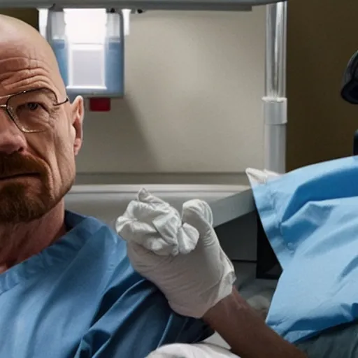 Image similar to walter white with dr house in hospital