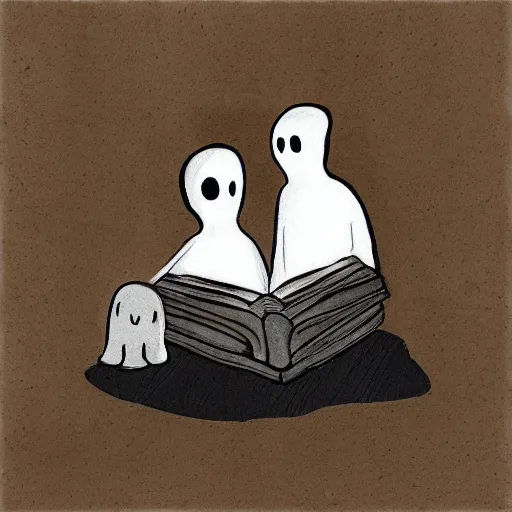 Image similar to ghosts read a book together