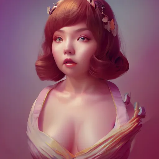 Prompt: Chubbiness as a beautiful lady, 4k digital character design by Artgerm, WLOP, beeple, Hi-Fructose, James Jean, Andrei Riabovitchev, Marc Simonetti, yoshitaka Amano, Artstation, CGsociety