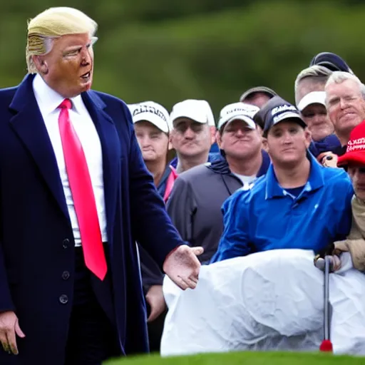 Image similar to donald trump working hard at the golf course