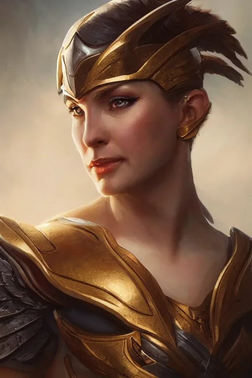 Image similar to amazon valkyrie athena, d & d, fantasy, portrait, highly detailed, headshot, digital painting, trending on artstation, concept art, sharp focus, illustration, art by artgerm and greg rutkowski and magali villeneuve