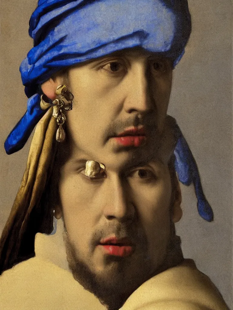 Image similar to Nicholas Cage with a Pearl Earring by Johannes Vermeer