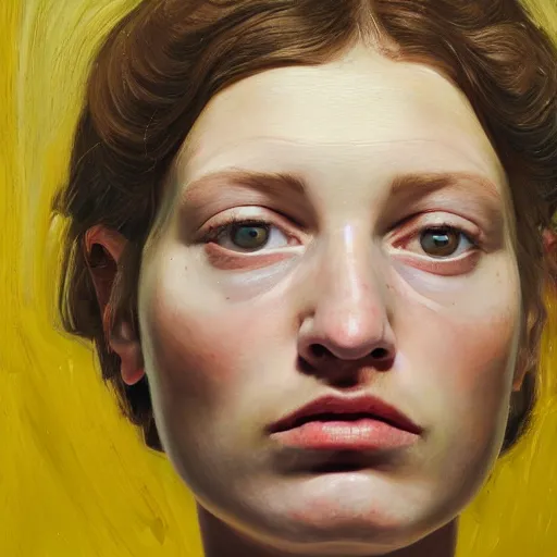 Prompt: high quality high detail painting by lucian freud, hd, 2 7 year old girl portrait, photorealistic lighting