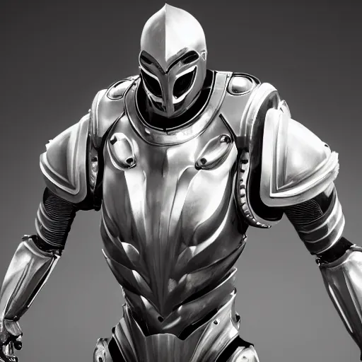 Image similar to Mechanical armour, white, Muscular, godly, unreal engine 5, bright light, full body, metal, male, HD 8K, energy