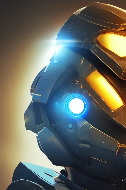 Image similar to robot ninja mask helmet halo master chief radiating a glowing aura global illumination ray tracing hdr fanart arstation by ian pesty and katarzyna da „ bek - chmiel