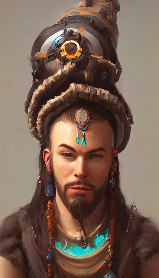 Image similar to portrait of a digital shaman, by blizzard concept artists