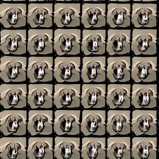 Prompt: m. c. escher Tessellation of monkeys and dogs 4k
