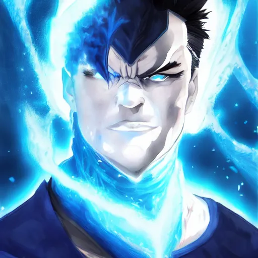 Image similar to portrait of sub - zero biden as the master of the blue ice of the blizzard, anime fantasy illustration by tomoyuki yamasaki, kyoto studio, madhouse, ufotable, trending on artstation