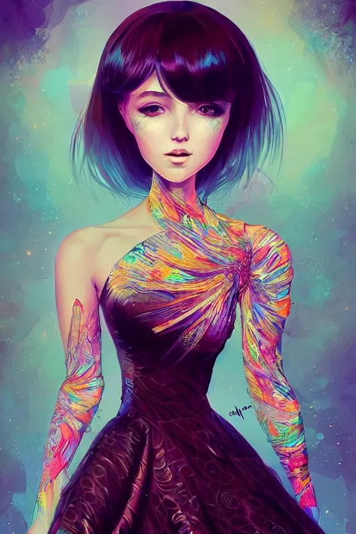 Image similar to a beautiful muse in a dress made of dreams, by android jones and ross tran and ilya kuvshinov, trending on artstation