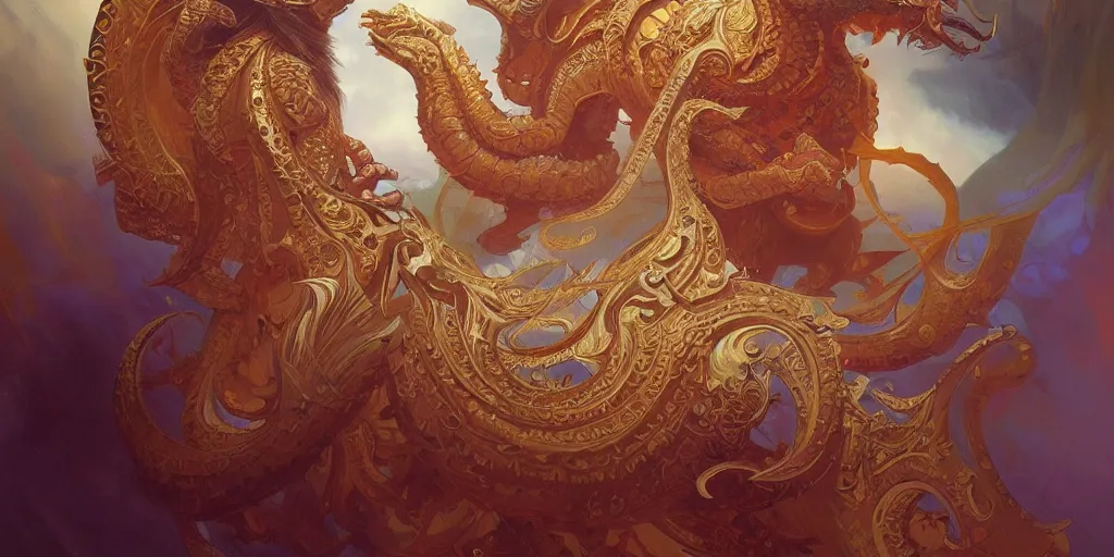 Image similar to painting of a oroboros, symmetric, decorated, intricate, elegant, highly detailed, digital painting, artstation, concept art, smooth, sharp focus, illustration, art by artgerm and greg rutkowski and alphonse mucha, 8 k