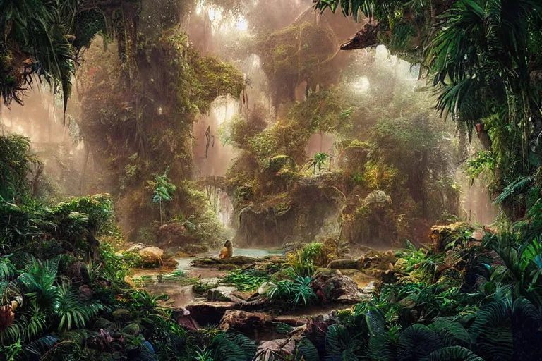 Image similar to the most amazing dream you ever had about subterranean jungle, john stephens, hyper realistic, ambient lighting, concept art, intricate, hyper detailed, smooth, dynamic volumetric lighting, octane, cinematic