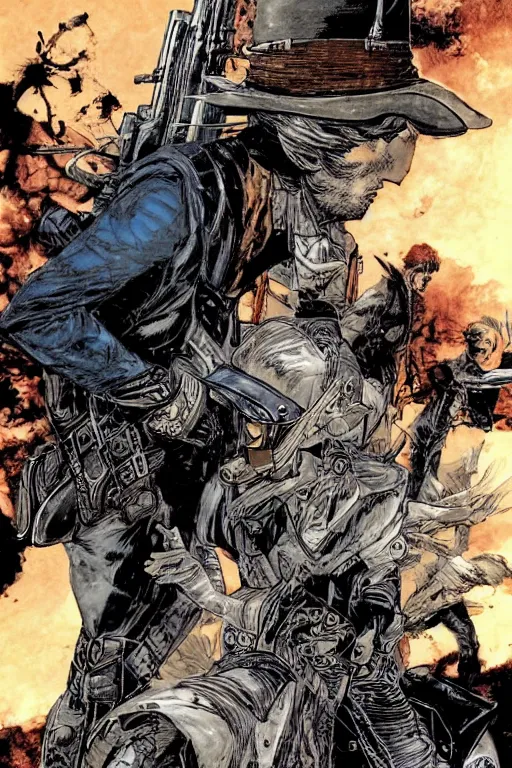 Image similar to gunslinger by neal adams and akihiko yoshida