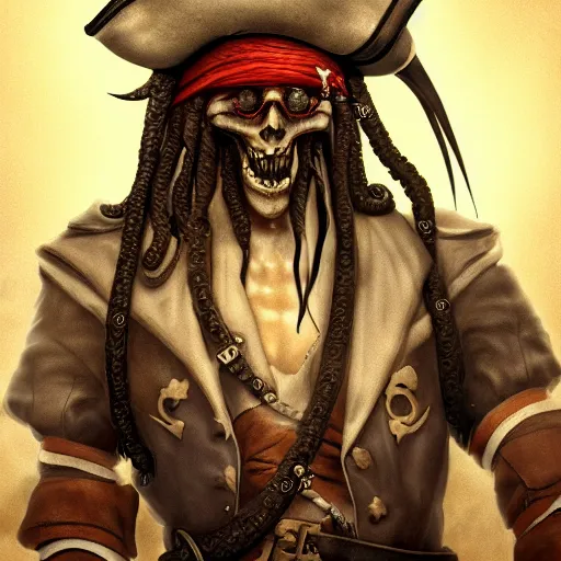 Image similar to a pirate captain with squid tentacle arms, beautiful and creepy digital painting, trending on artstation, detailed masterpiece, realistic rendering, 4k wallpaper