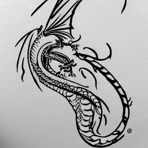 Image similar to lineart of a dragon tattoo stencil