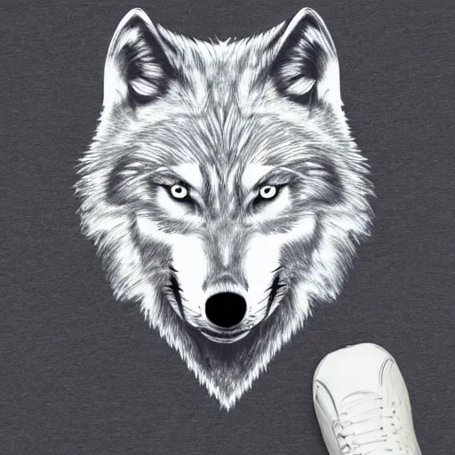 Image similar to wolf line art, graphic tees