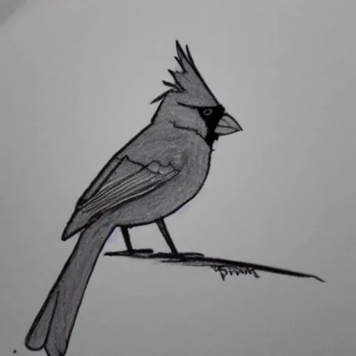 Image similar to a cardinal drawn on school paper