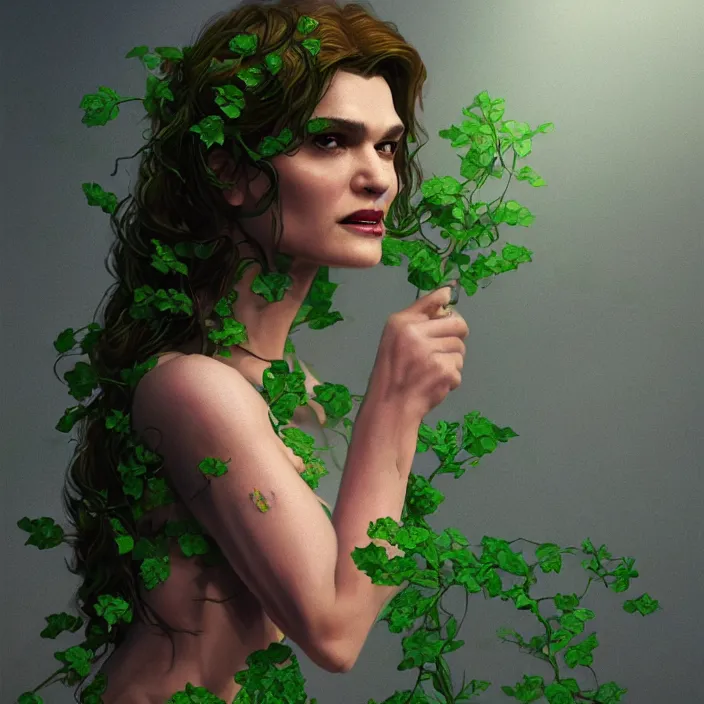 Image similar to portrait of Rachel Weisz as a Poison Ivy. intricate artwork. by Tooth Wu, wlop, beeple, dan mumford. octane render, trending on artstation, greg rutkowski very coherent symmetrical artwork. cinematic, hyper realism, high detail, octane render, 8k