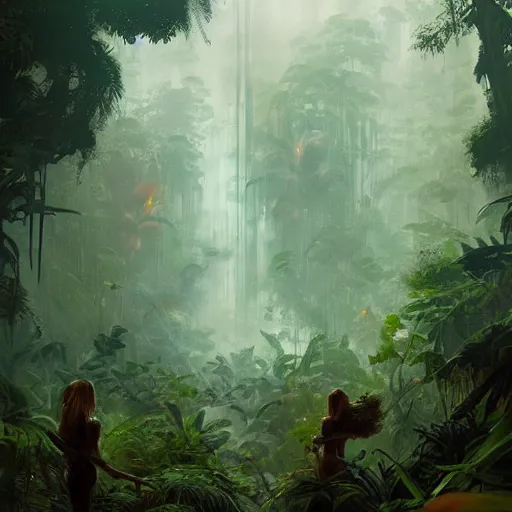 Prompt: jungle by greg rutkowski, lsd hallucination