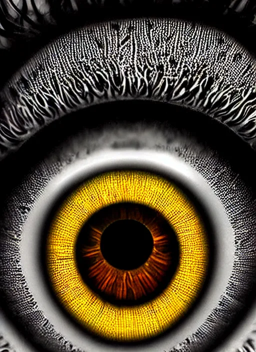 Image similar to macro human eyes!, black centered dot pupil, circle iris ring, happy smiling human eyes, round iris textures, eyelashes, tired half closed, advanced art, art styles mix, from wikipedia, wet eye relections, hd macro photograph, montage of grid shapes