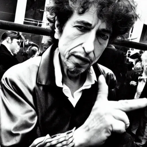 Image similar to pov bob dylan throwing a punch at the photographer