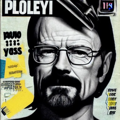 Prompt: Walter White on the cover of Playgirl magazine (1980)