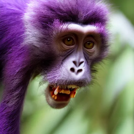 Prompt: Purple monkey dinosaur